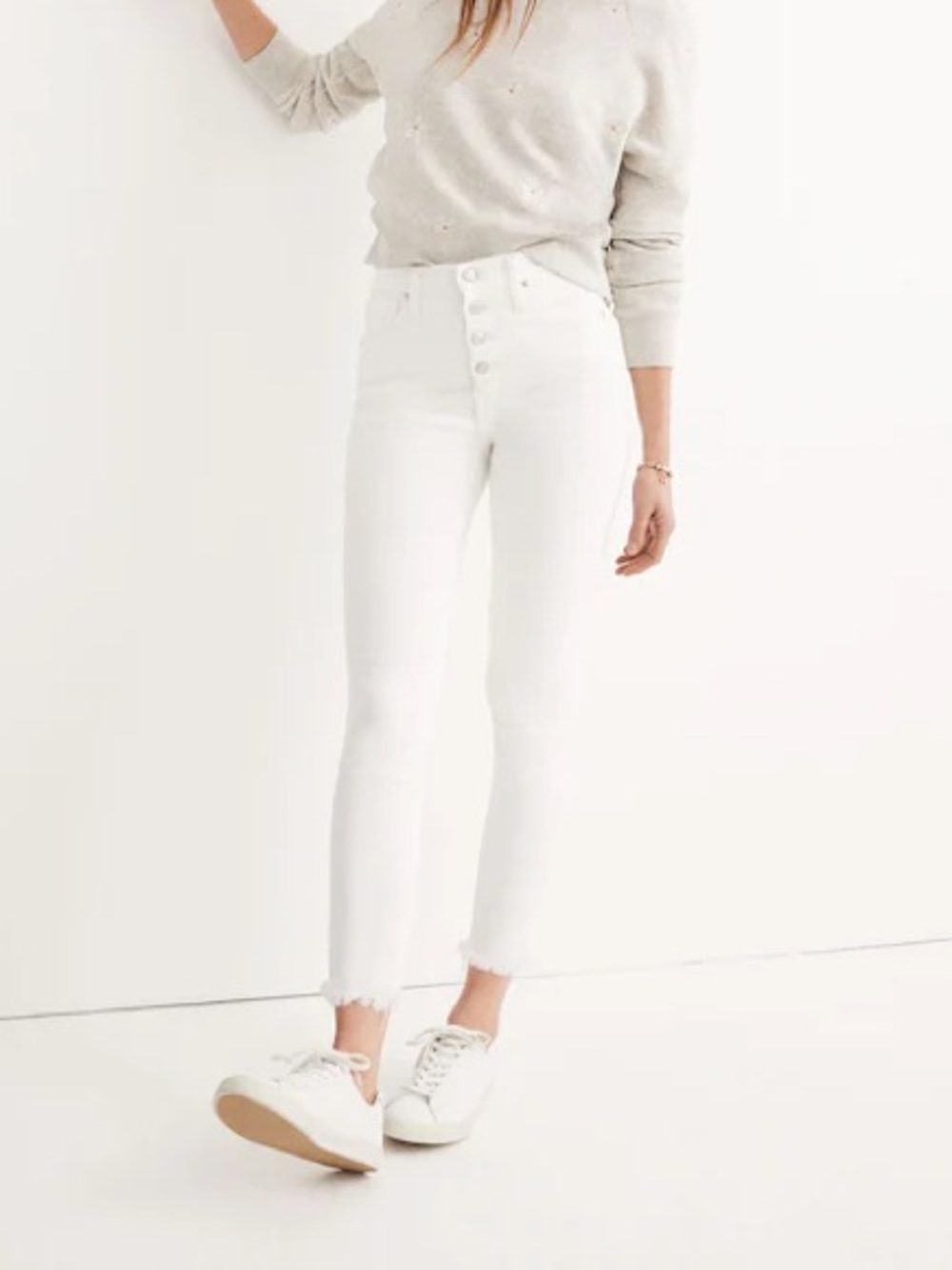 Madewell Women’s White 10" High-Rise Skinny Crop Jeans - 24 Petite